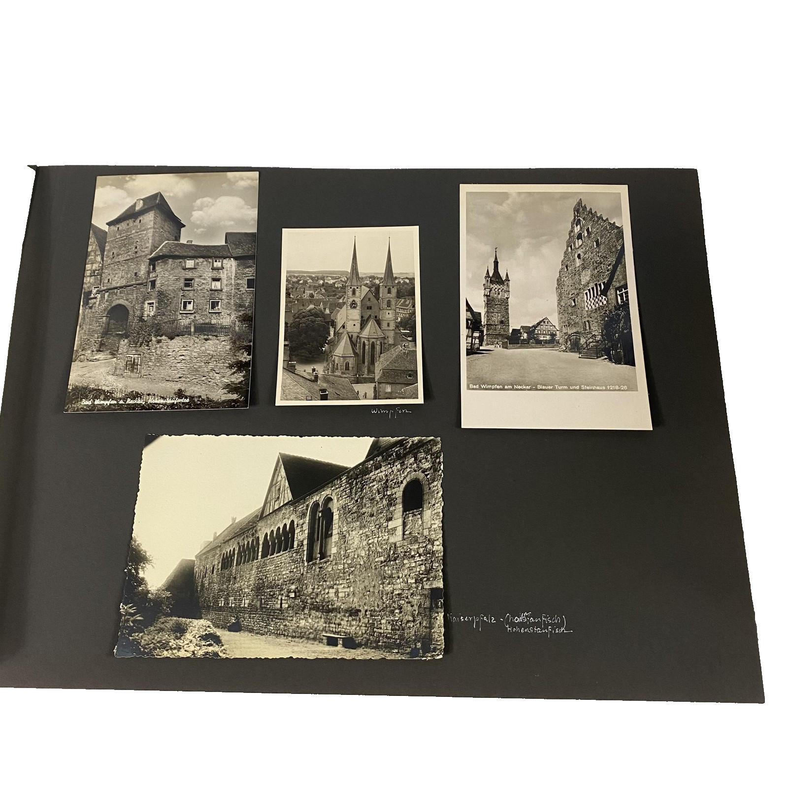 Vintage German Photo Page Bad Wimpfen Blaubeuren 9 B&W Architecture PC