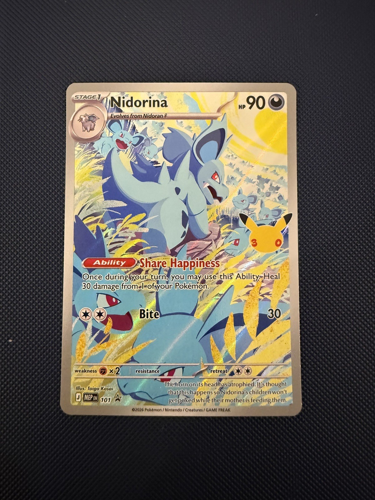 Pokémon TCG Nidorina 30th Mega Evolution Promo Holo Full Art Card (English)