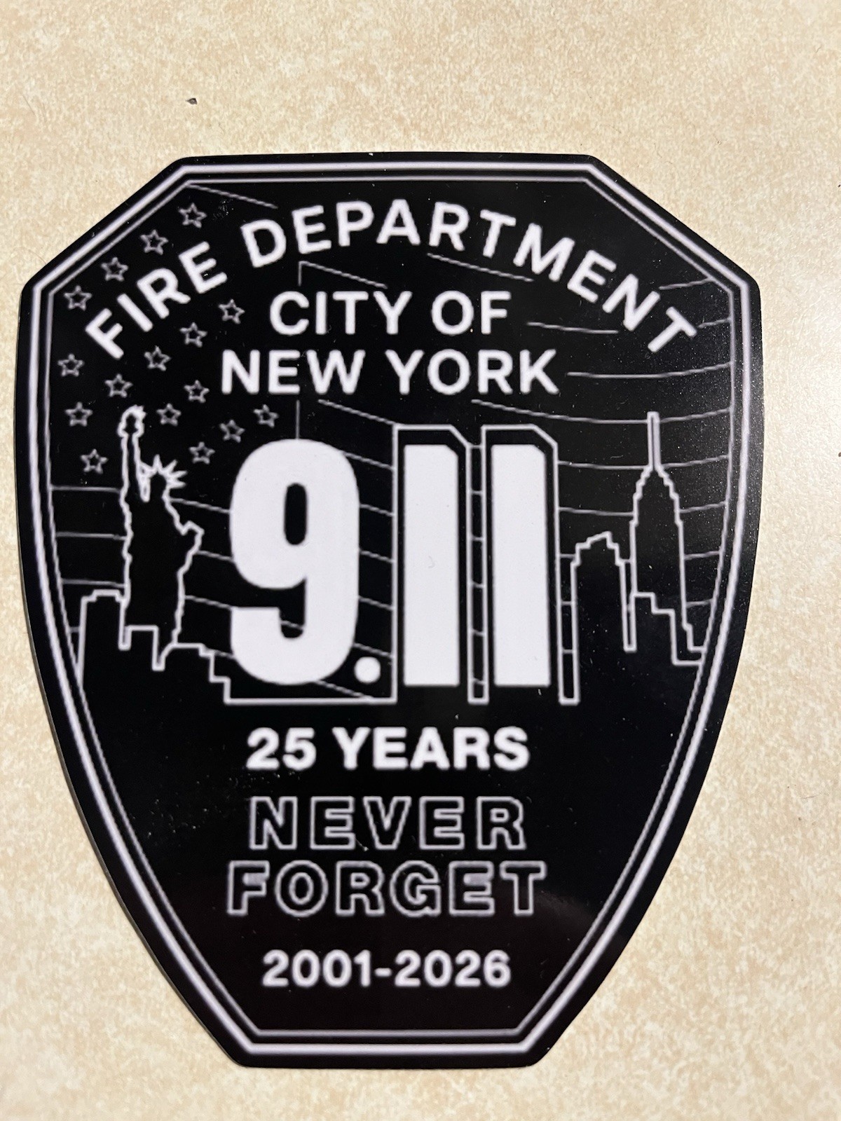 FDNY 9/11 25 Years Commemorative Sticker Never Forget Firefighting & Rescue