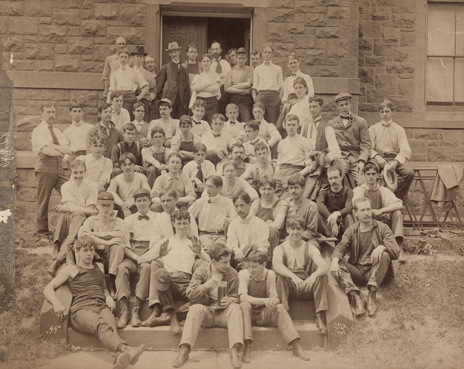 1898 Engineering College Students Albumen Photograph MALE AFFECTION