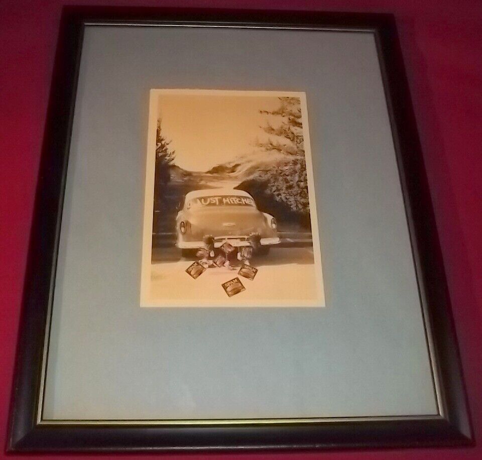 Postcard Collectors Framed Just Got Married 1950s Chevy Spam Mountain Road RARE