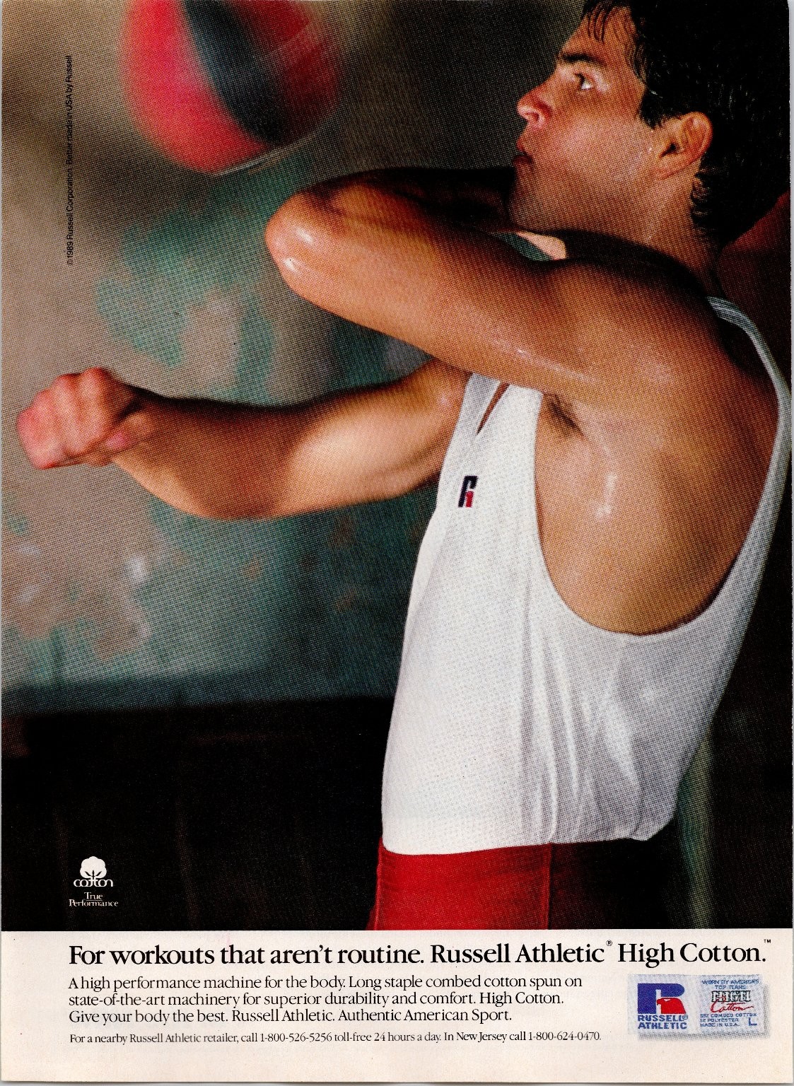 Russell Athletic High Cotton Vintage 1989 Magazine Print Ad Mens Activewear
