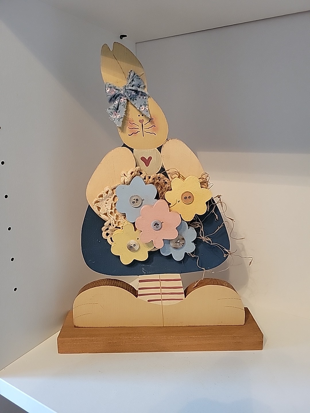 Vintage Handcrafted Wooden Rabbit Bunny Spring Bouquet Easter Decor 