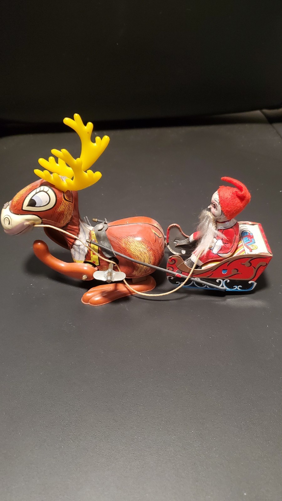 Santa & Reindeer Wind-Up Vintage Christmas Toy – 1950s-1960s Japan