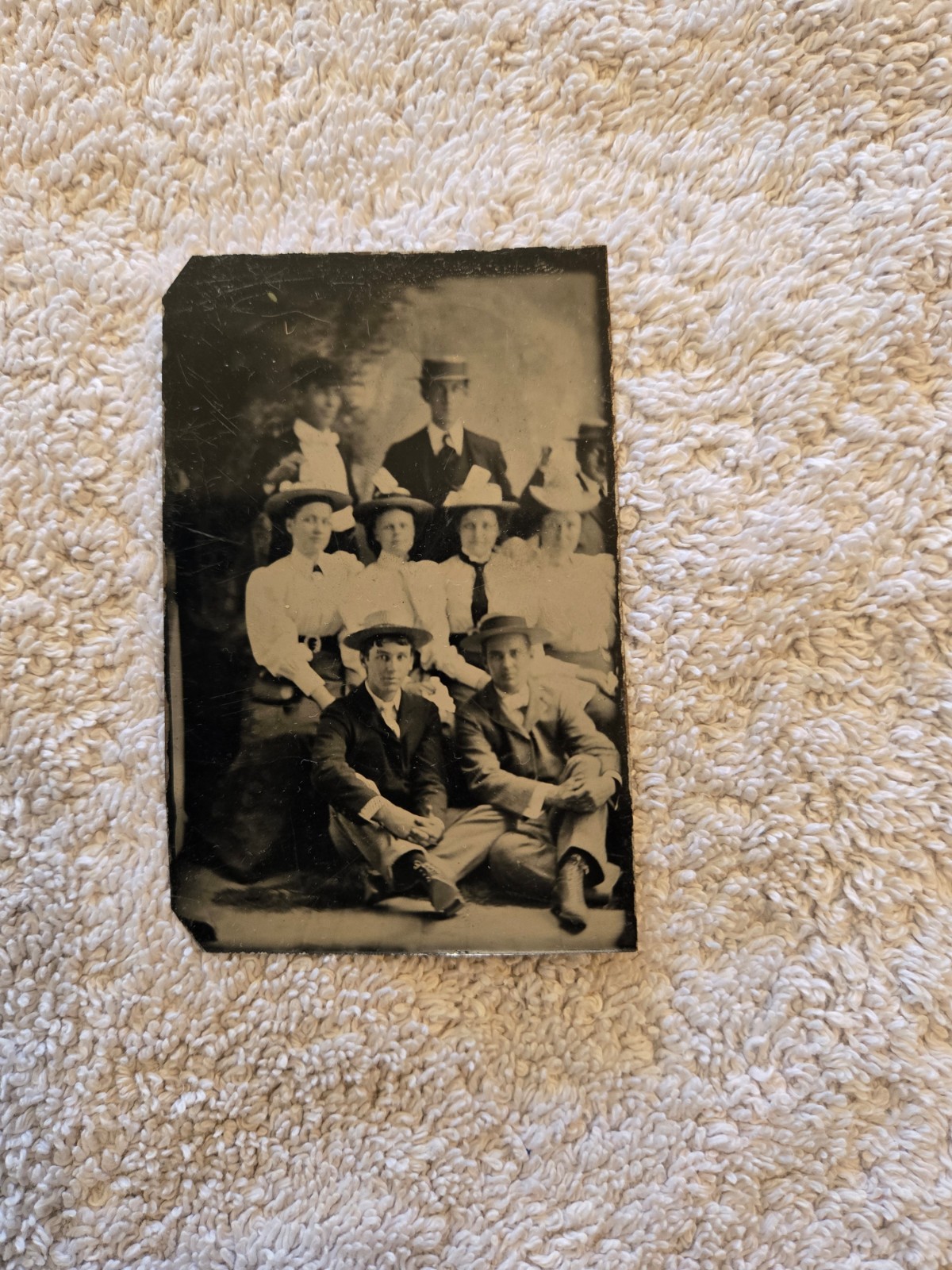 Antique Tintype Photo Family Portrait Men and Women