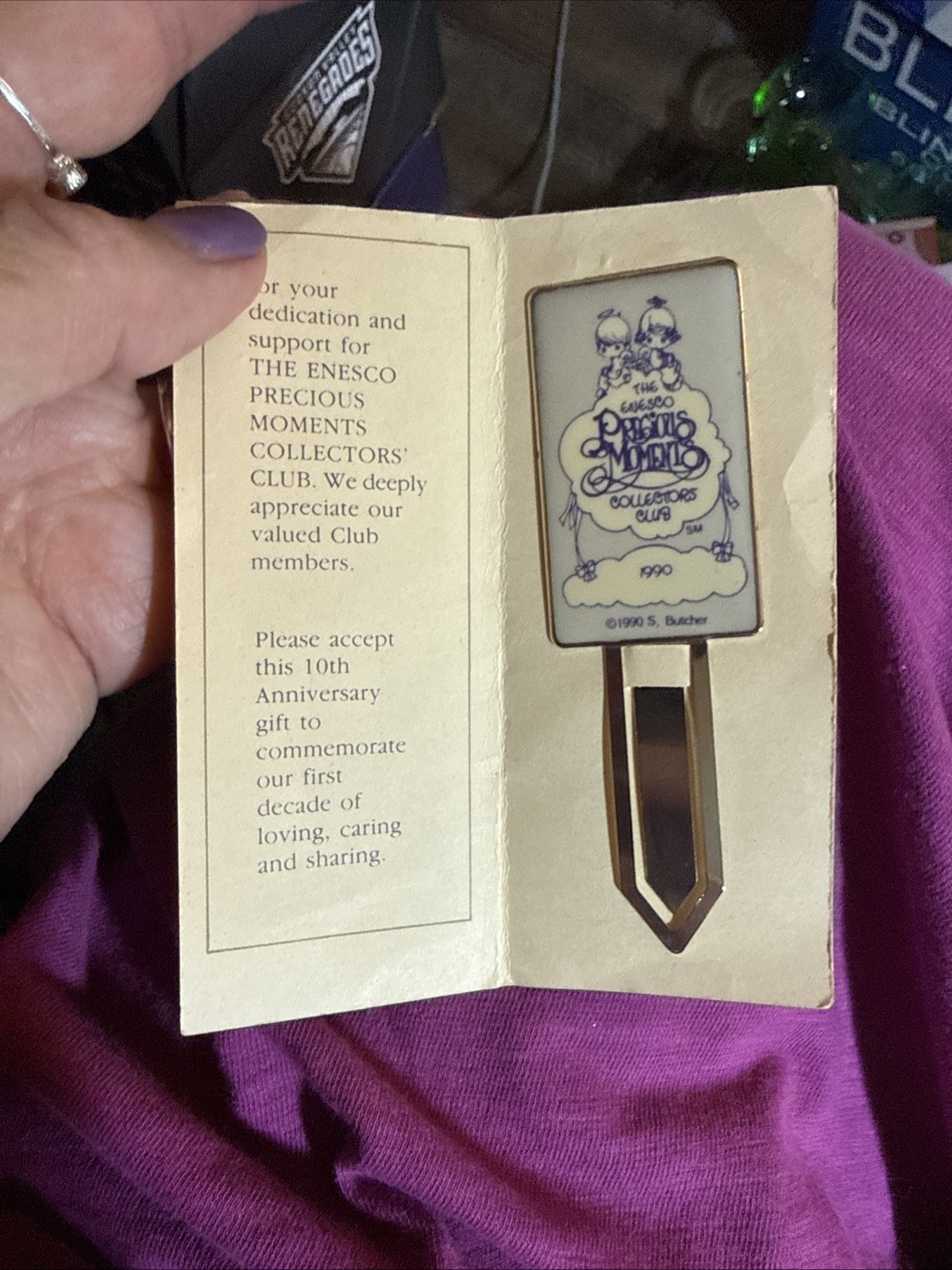 Vintage 1990 Precious Moments Collectors Club Bookmark Enesco Metal Paper Clip