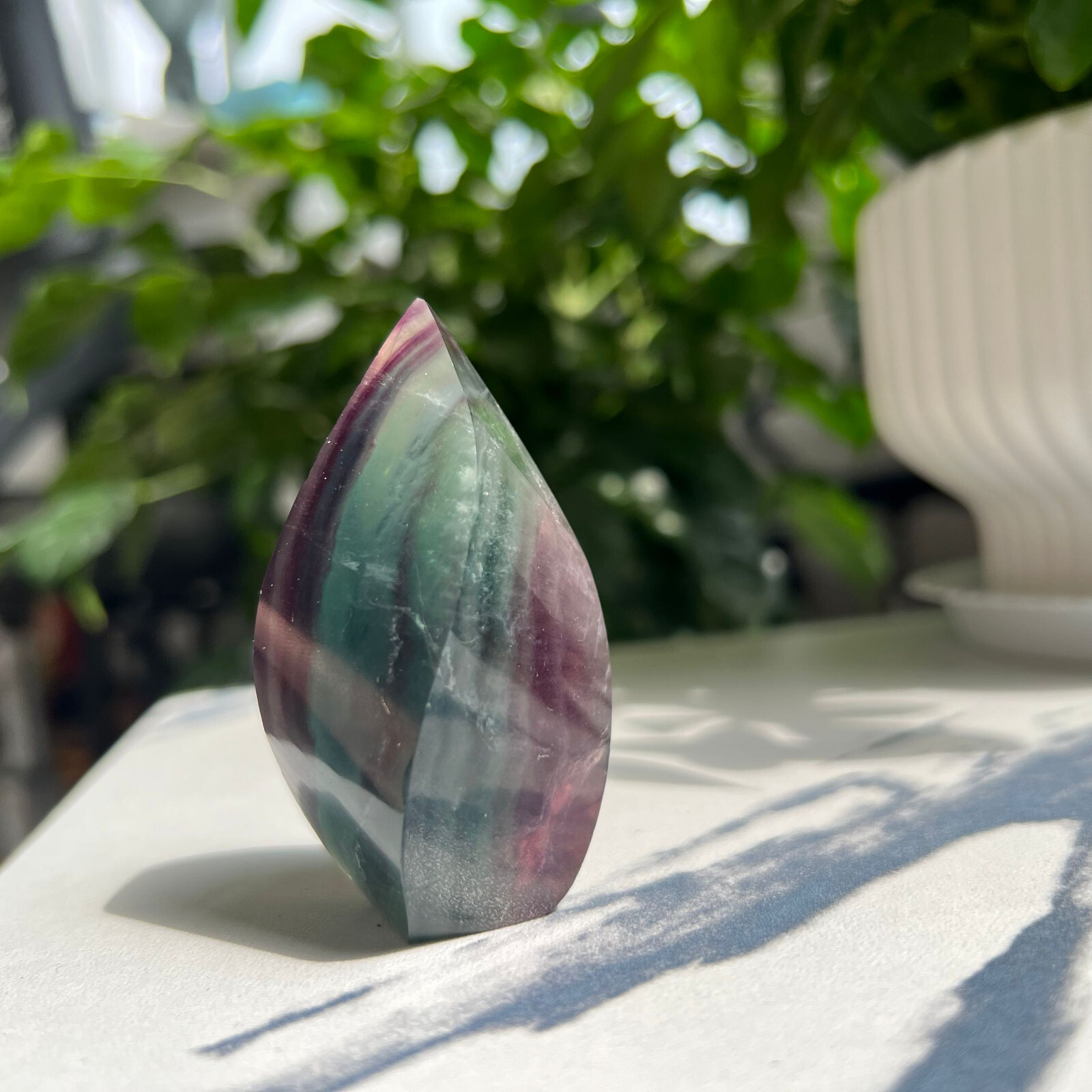 98g Rainbow Colorful Fluorite Point Freeform Quartz Crystal Specimen Healing