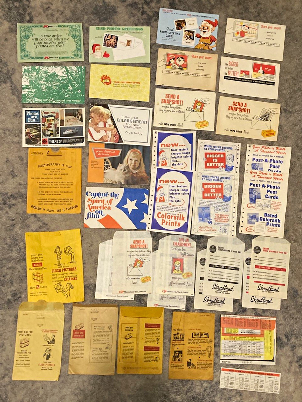 Lot of Vintage Kodak & Skrundland Paper Ephemera, Mailers, Order Forms, etc