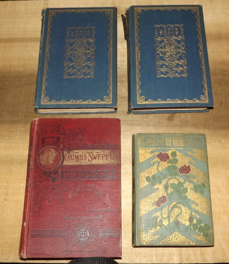 4 Antique 1890s Books / Lorna Doone, Autocrat Of Breakfast, Crumbs Swept Up