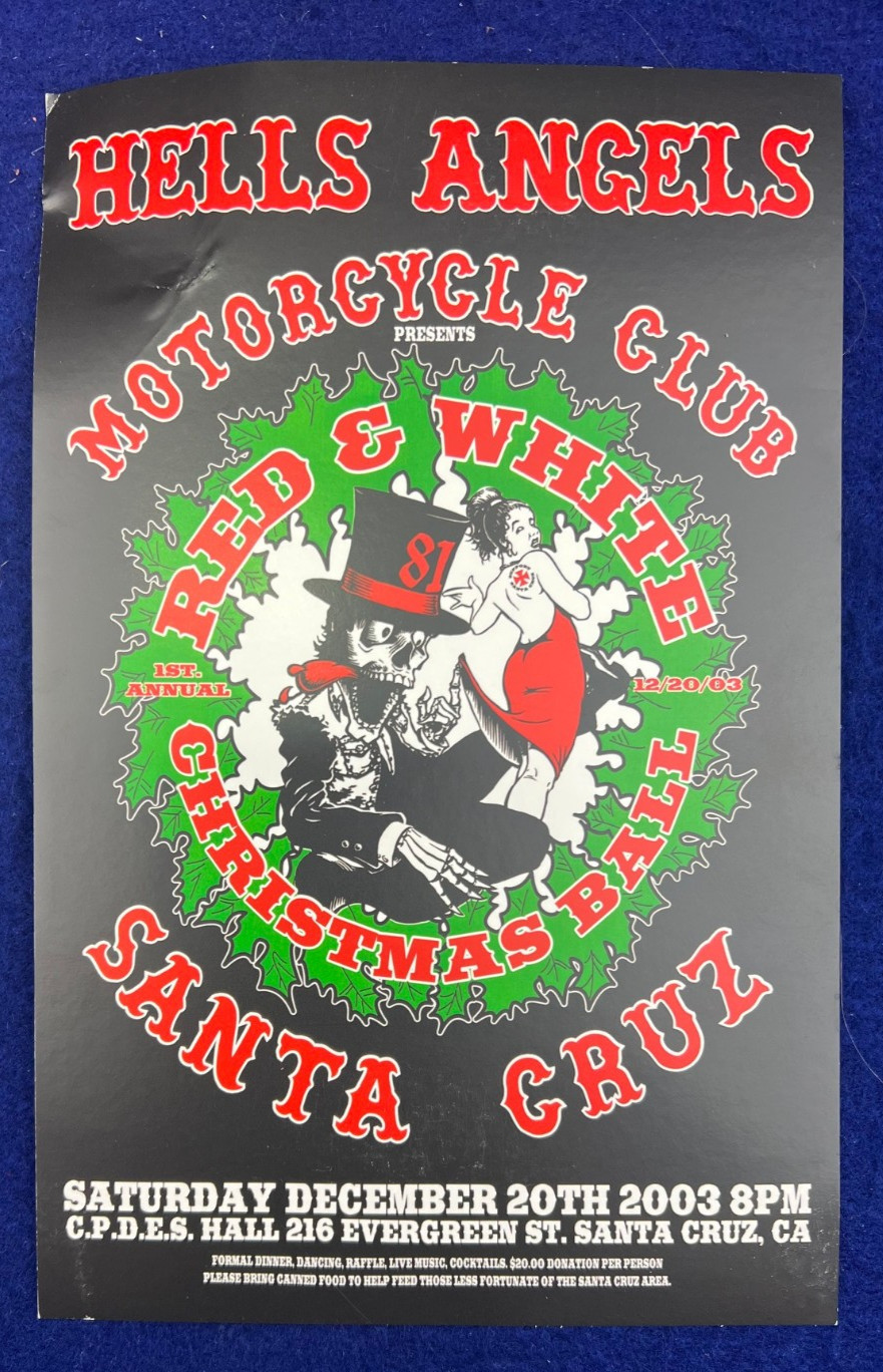 Vintage 2003 Hells Angels Motorcycle Club Christmas Ball Santa Cruz Invitation