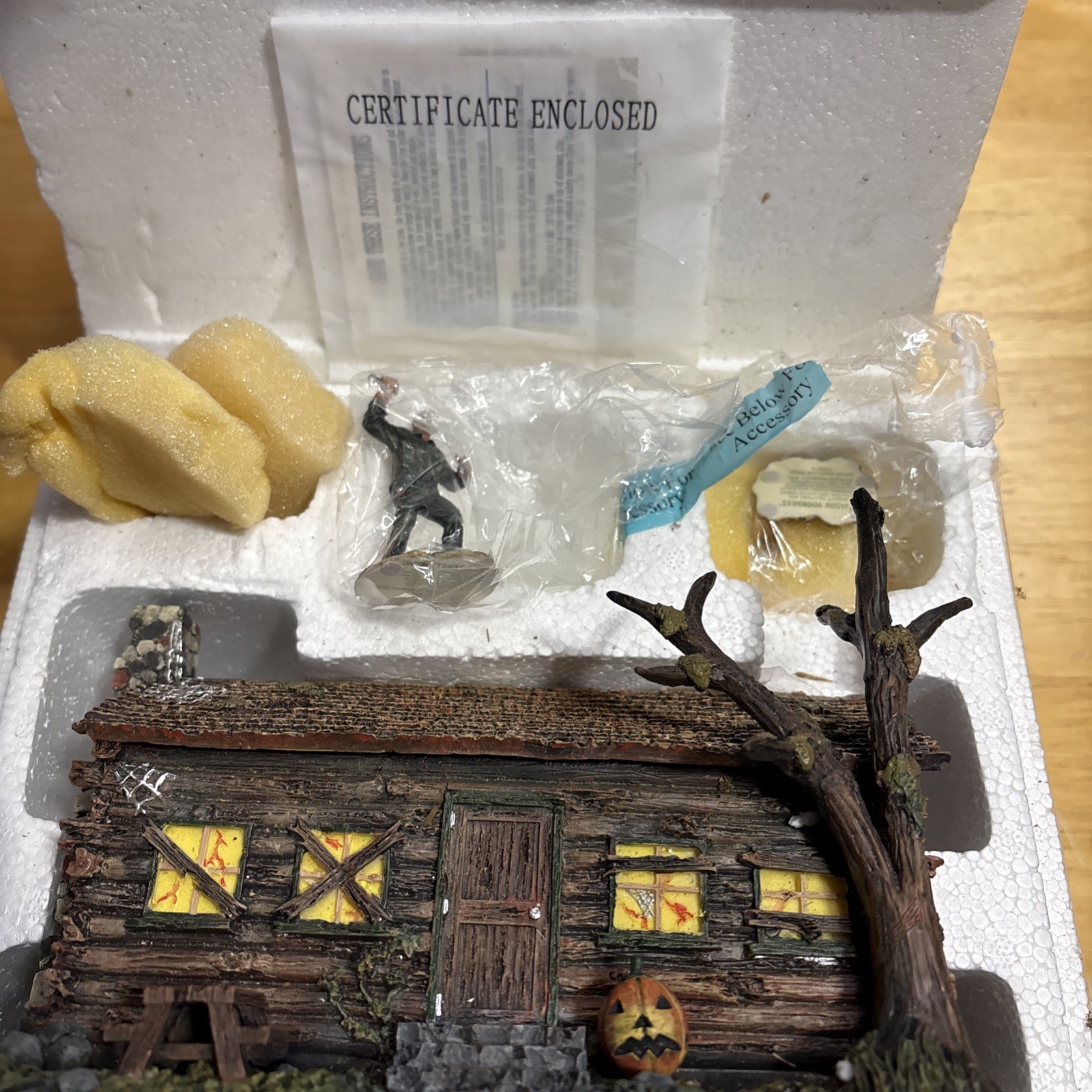 Broken miniature Hawthorne Village “Camp Crystal Lake Cabin” 