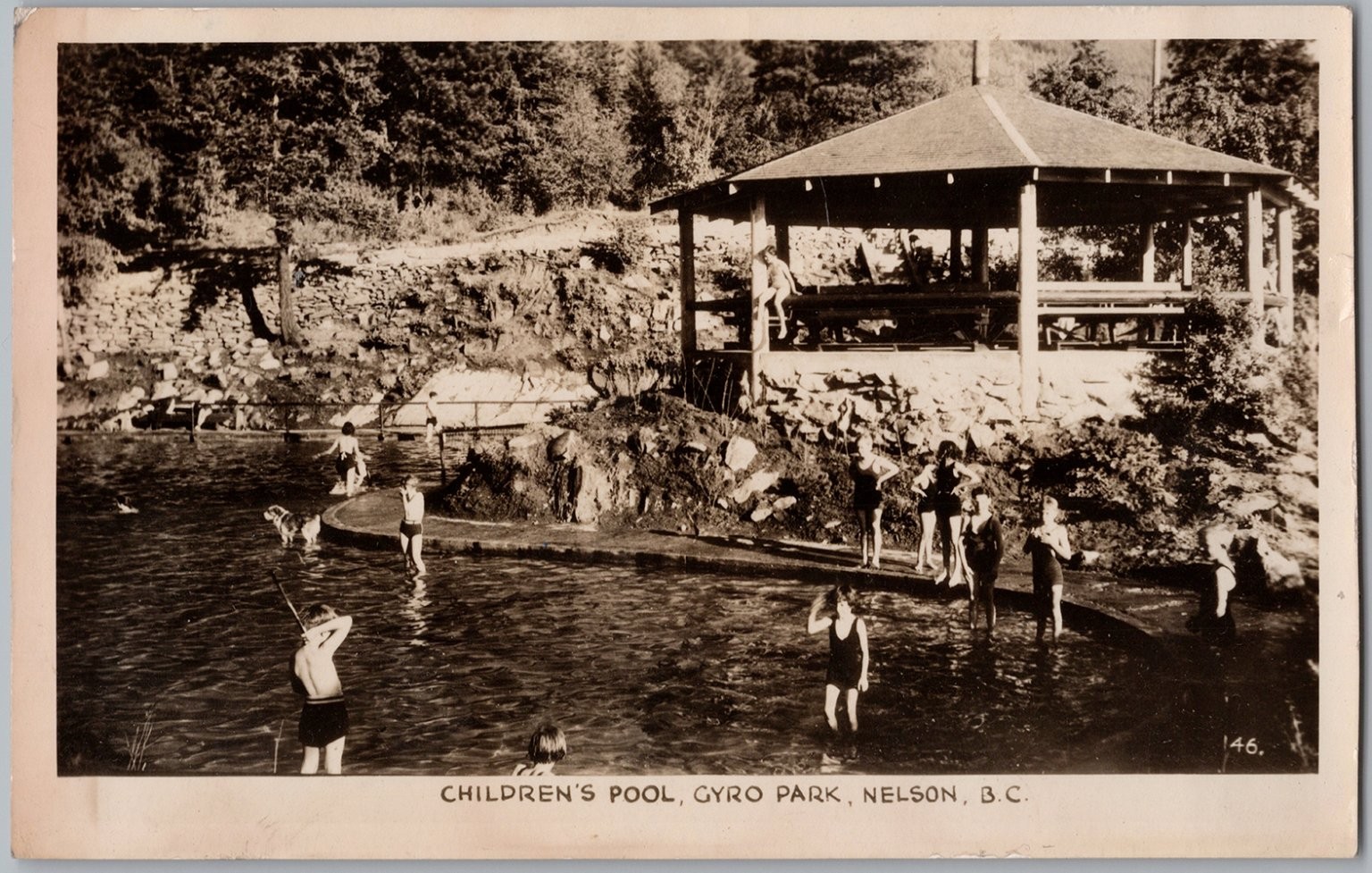 1942 RPPC Gyro Park Children\'s Pool Nelson BC Gowen Sutton Postcard D98