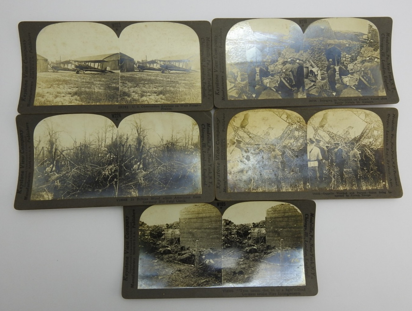 Vintage Keystone View Company WWI Stereoview Card Lot of 5 France Battlefield A