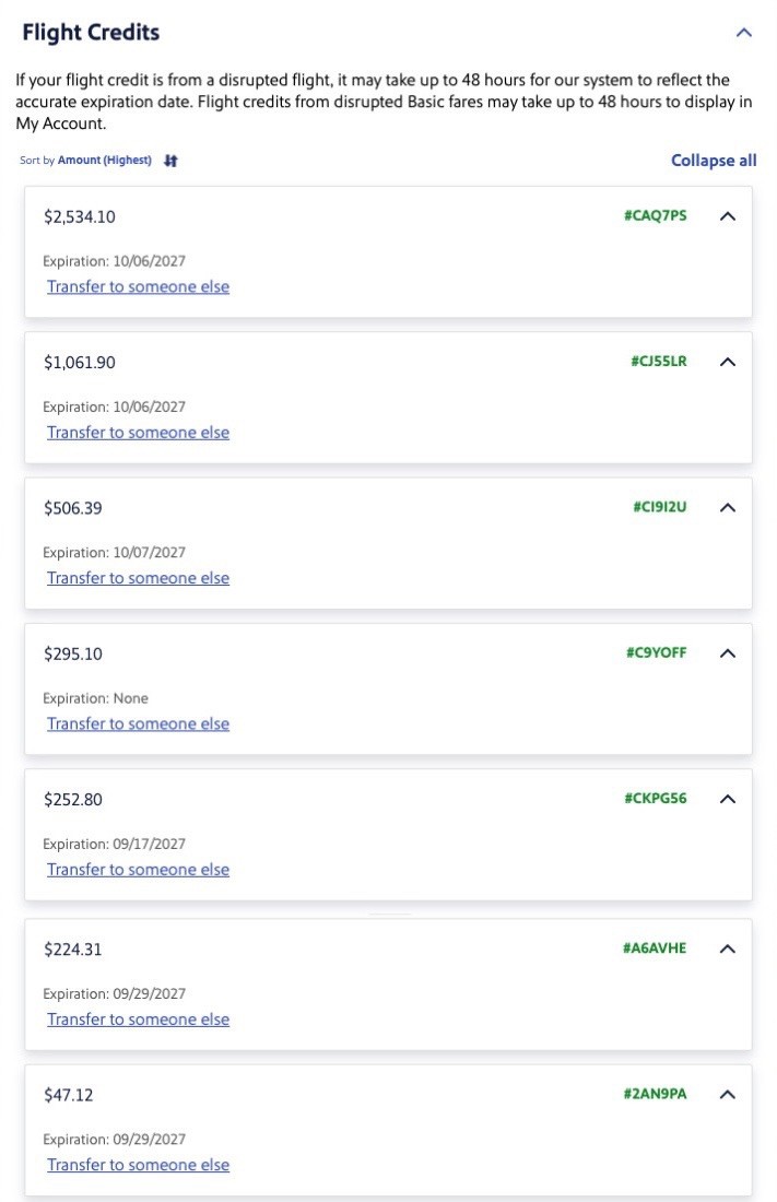 Southwest Airlines Transferable Flight Credit - Fast Transfer