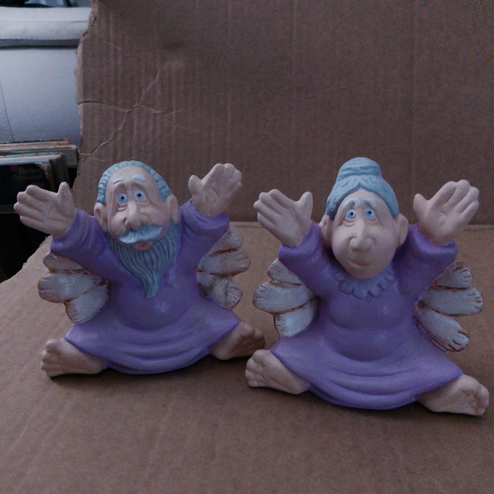 Vintage Hand-painted ceramic angels grandma and grandpa