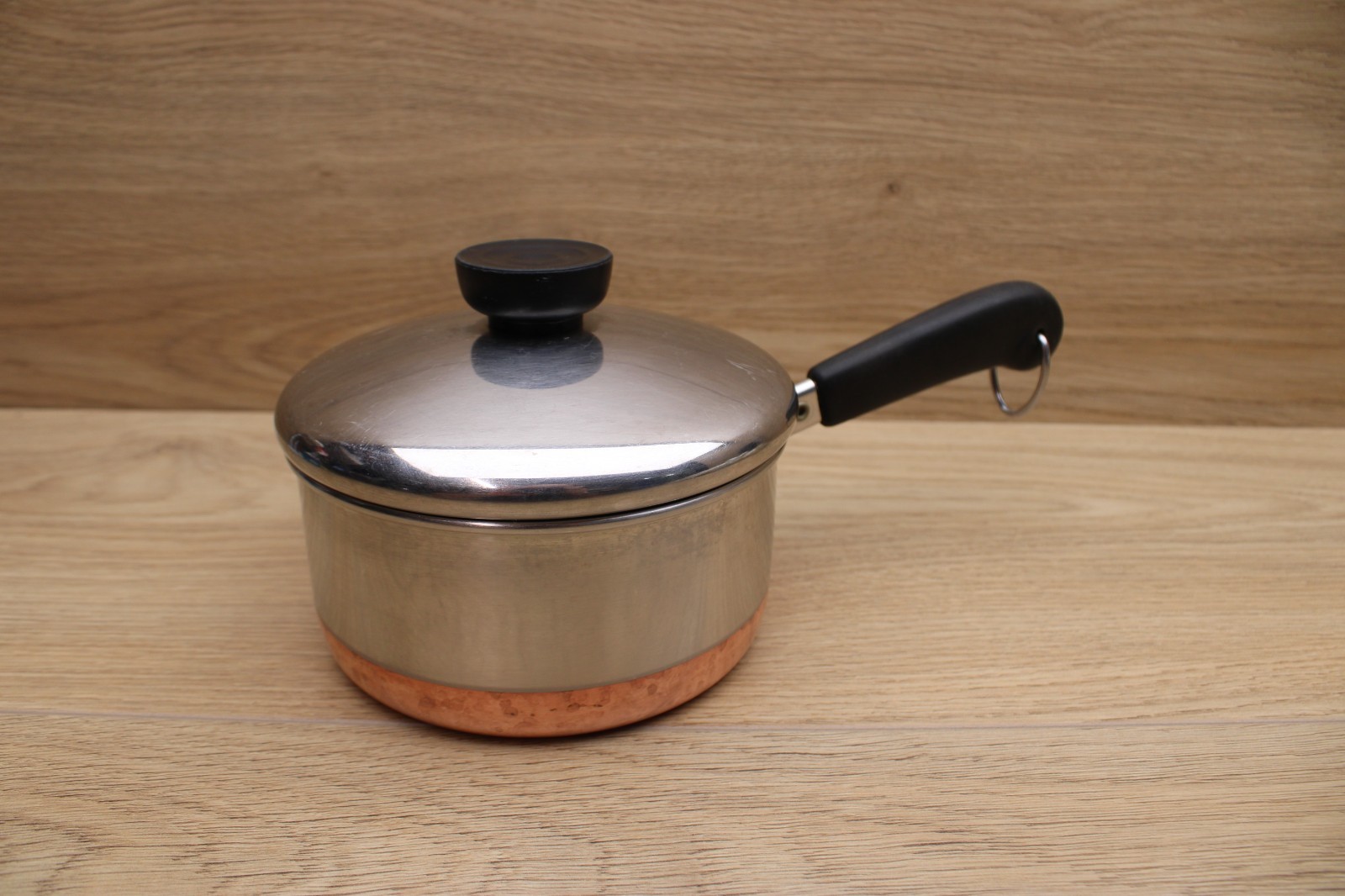 Vintage Revere Ware 1 Qt Saucepan Copper Bottom w/Lid Clinton IL USA 91A
