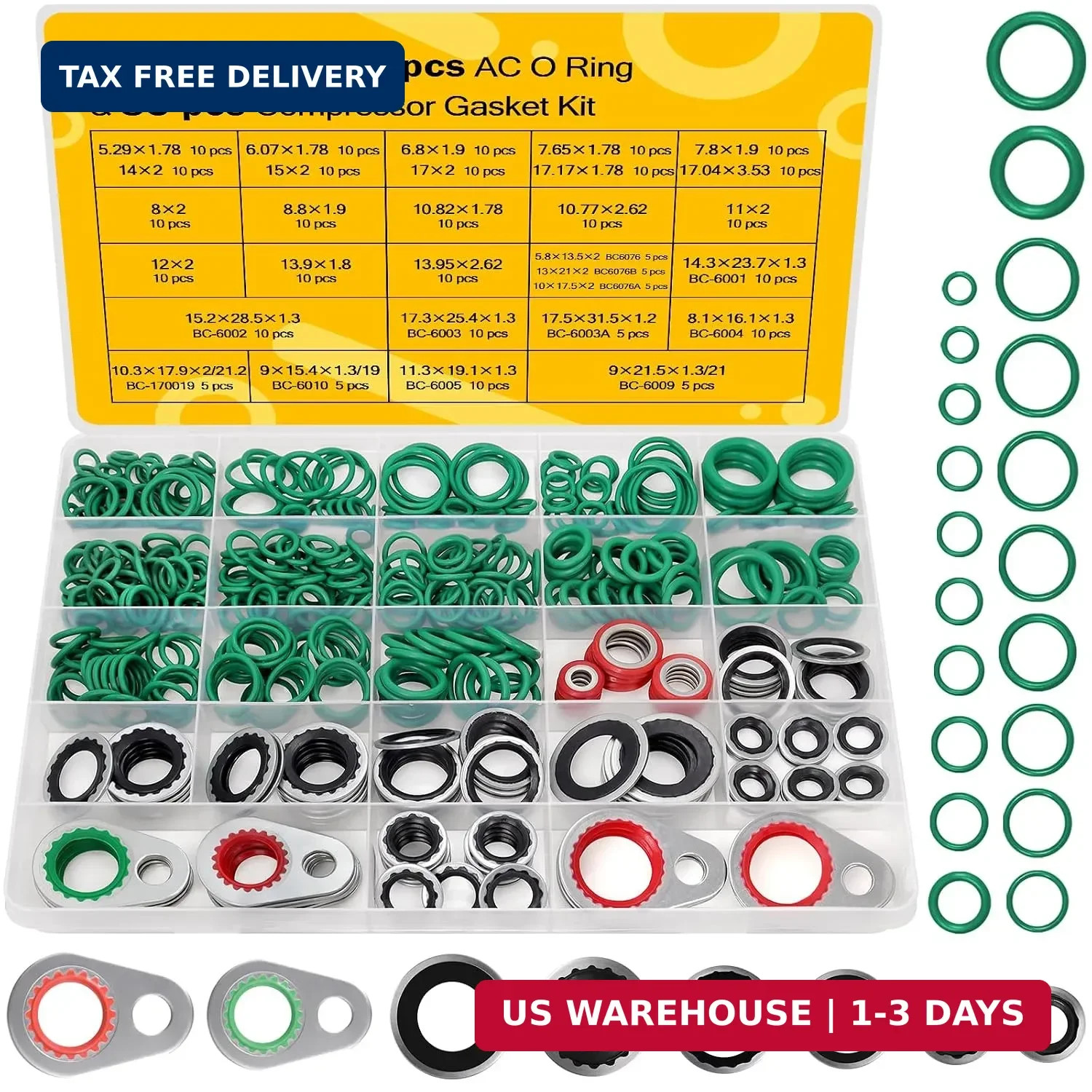 265 Pcs AC O Ring & Gasket Seal Kit for R134a - Durable A/C Compressor Port Seal