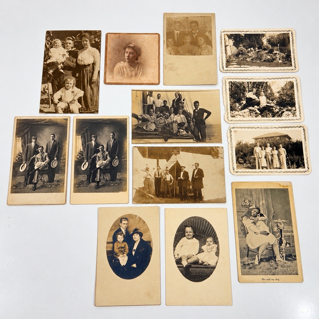 Vintage Antique Photo Postcard Lot Sepia B&W Family Portraits 1934 Chicago Fair