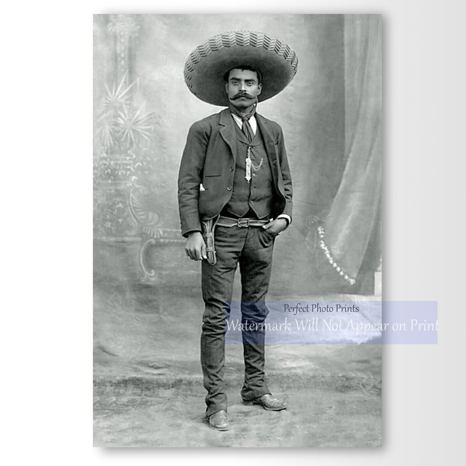 Vintage Photograph of Mexican Revolutionary Emiliano Zapata, Vintage Photo Print