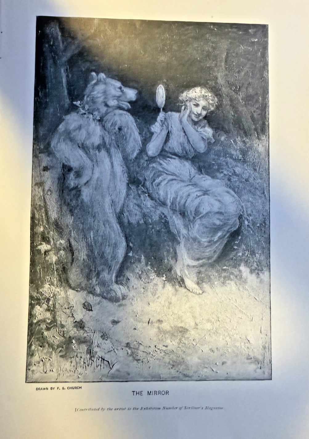 1893 Magazine Illustration The Mirror by F. S. Church