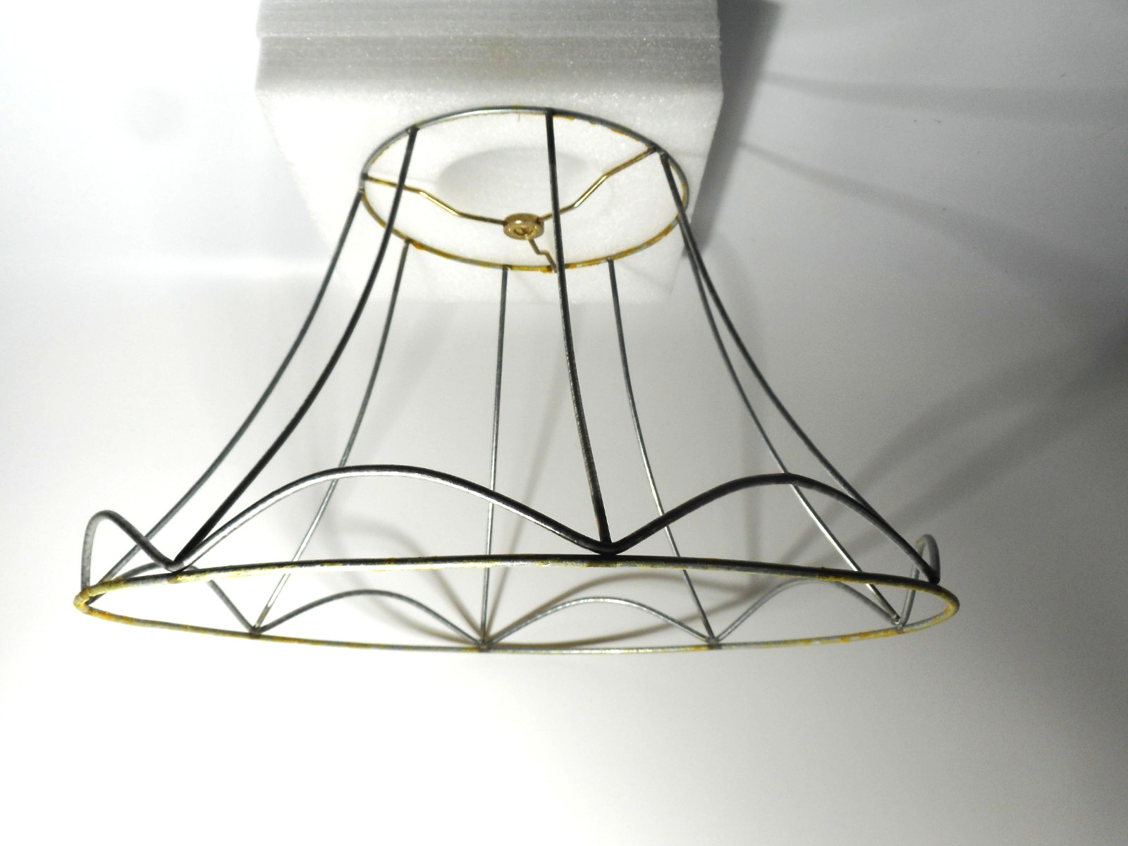 Vintage Victorian Large Scalloped Wire Lamp Shade Frame Rare Antique Metal Form 