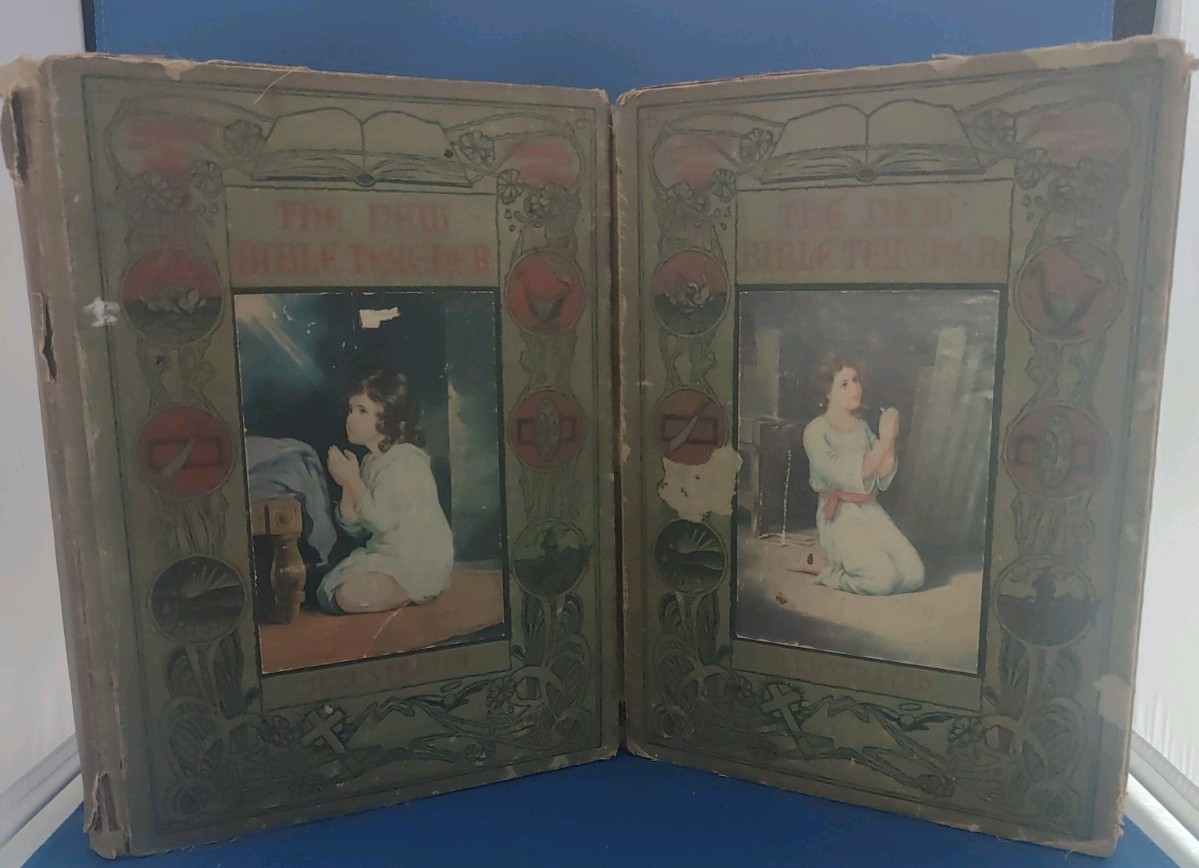 Vintage 1912 The New Bible Teacher Illustrated Old and New Testament 2 Book Lot