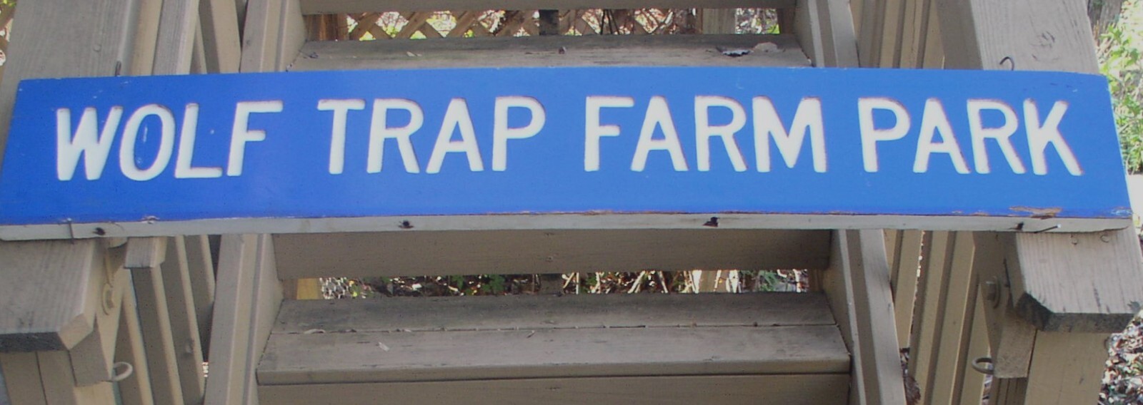Wolf Trap Farm Park~Original Pavilion Wooden Blue & White Hanging Sign~Rare~48