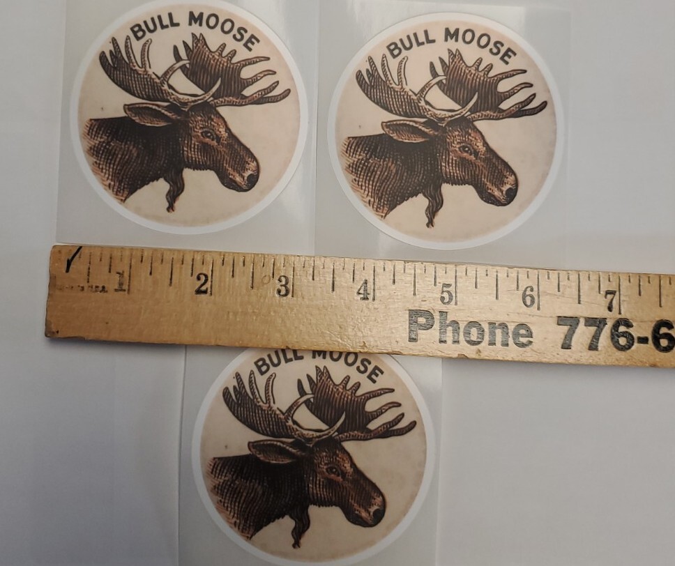 BULL MOOSE PARTY STICKERS PACK OF THREE (3) 