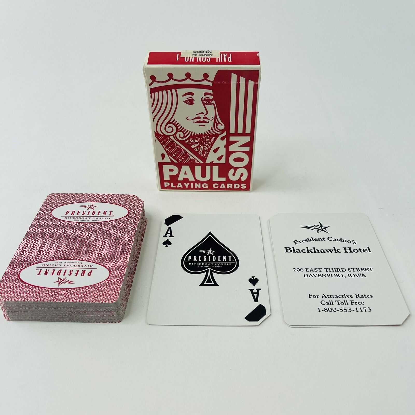 Vintage President Riverboat-Casino PAUL SON RED LINEN FINISH Playing Cards