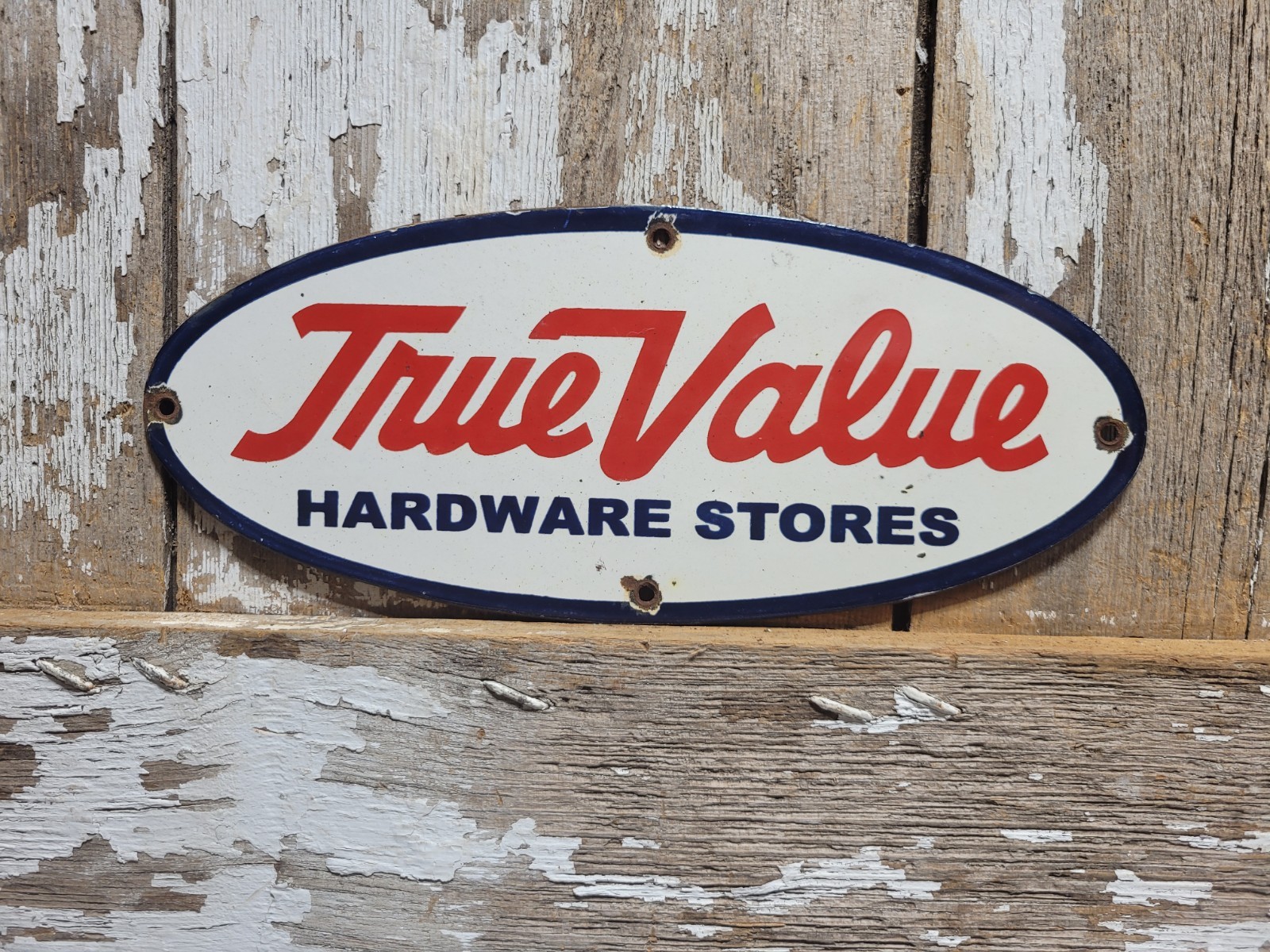 VINTAGE TRUE VALUE PORCELAIN SIGN OLD HARDARE STORE TOOL HOME GARDEN SUPPLY 12\