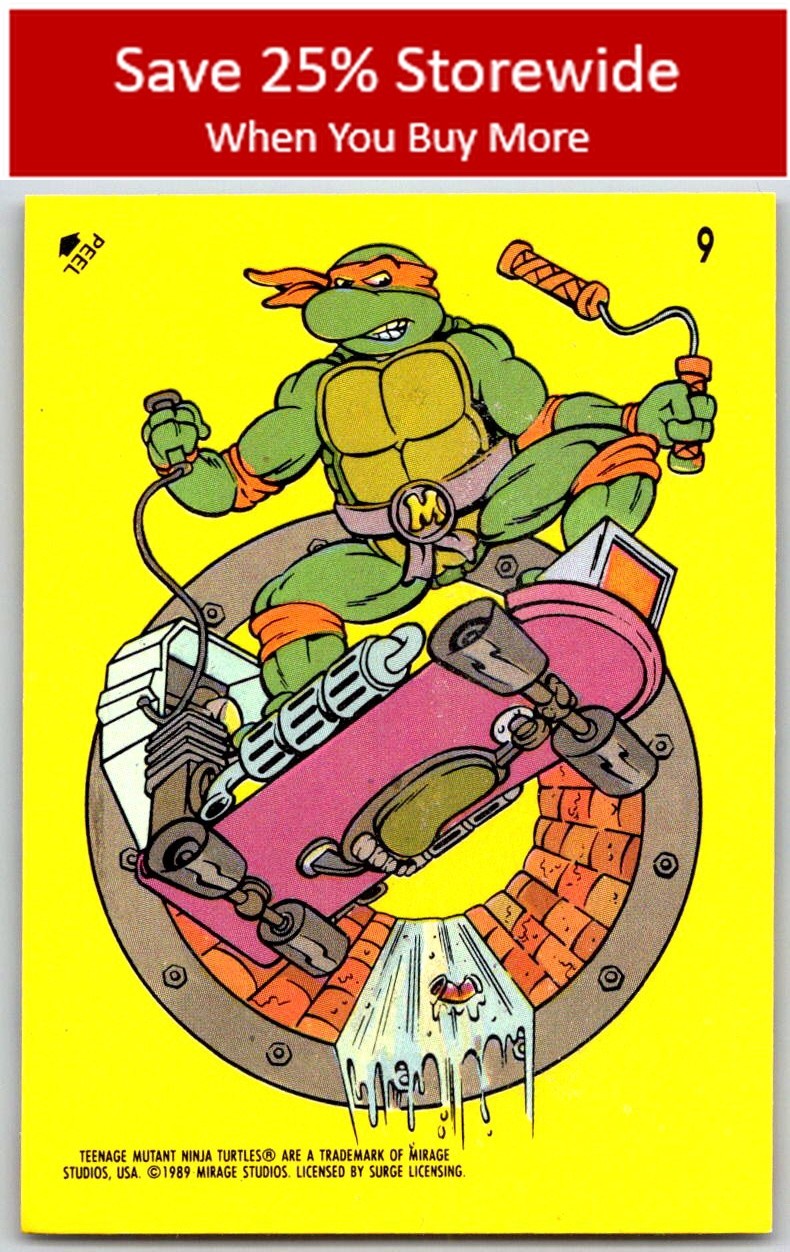 Michaelangelo (Skateboard) 1989 Topps Teenage Mutant Ninja Turtles Stickers #9