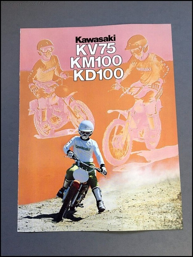 1979 Kawasaki Motorcycle Bike Vintage Sales Brochure Folder - KD75 KM100 KD100