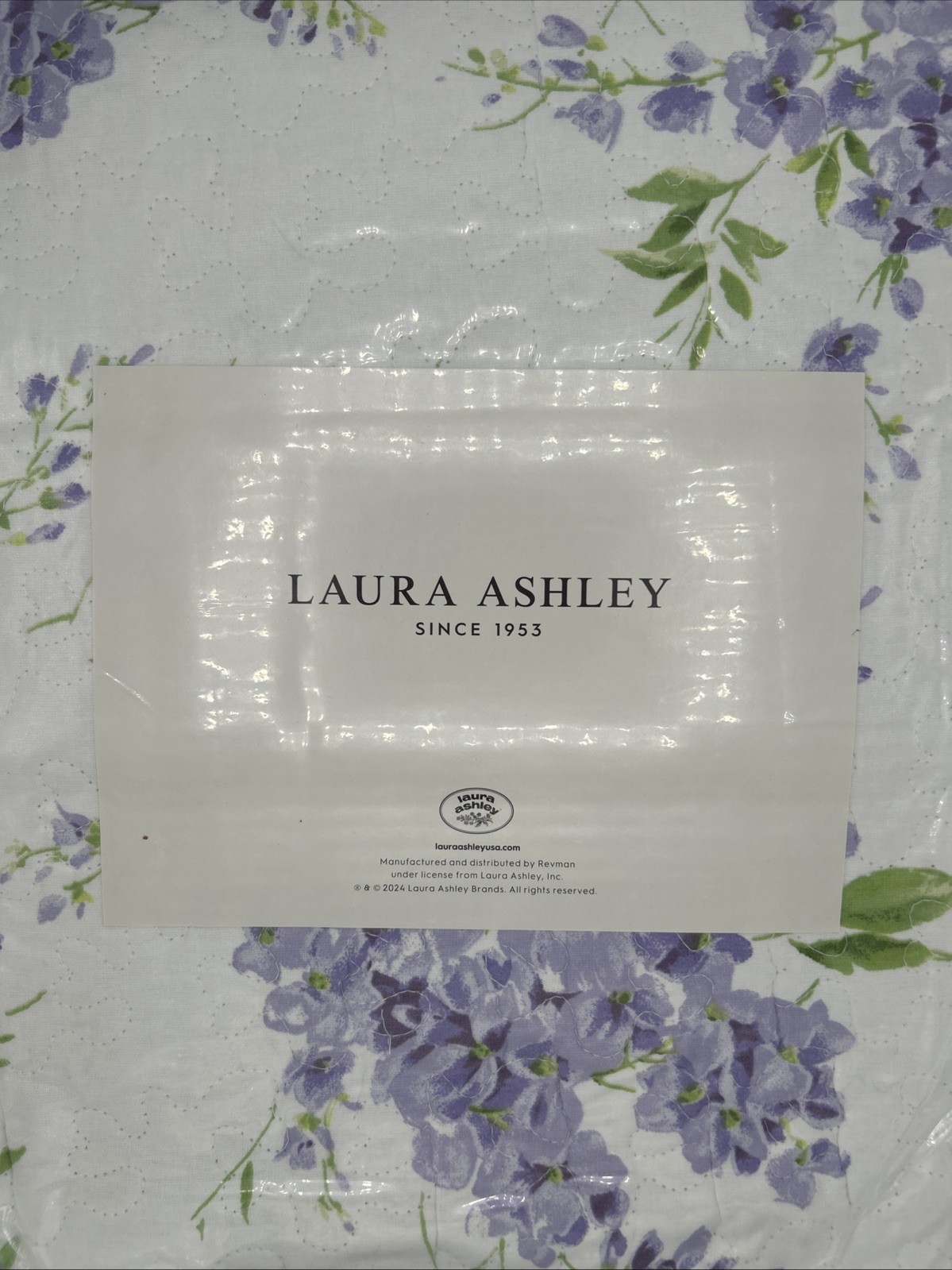 NEW Laura Ashley Queen Lilac Green White Quilt Set 100% Cotton Matching Shams
