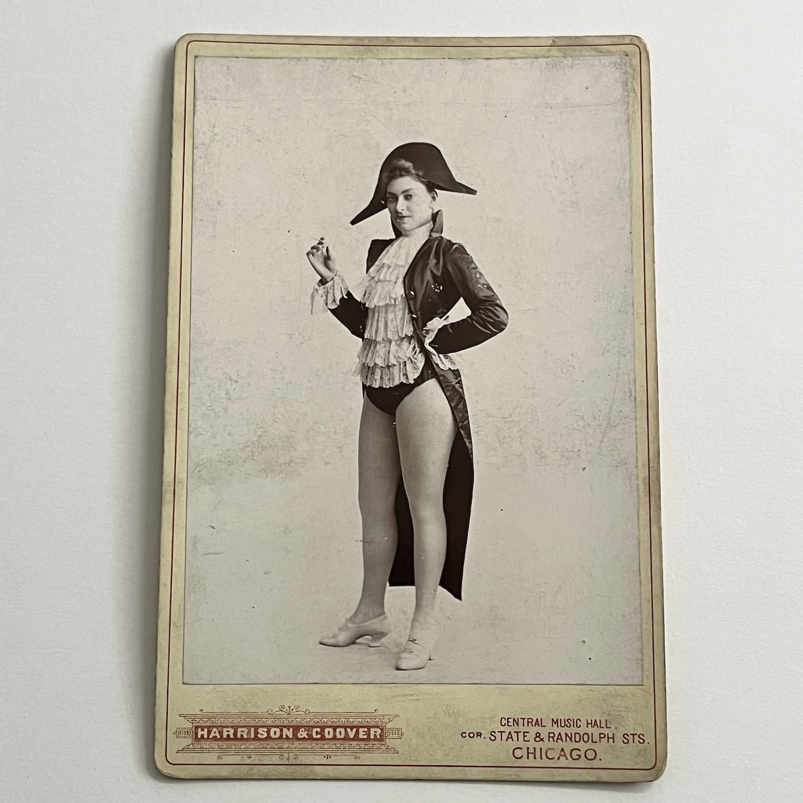 Antique Cabinet Card Photograph Woman ID Madge Davenport George Washington Legs