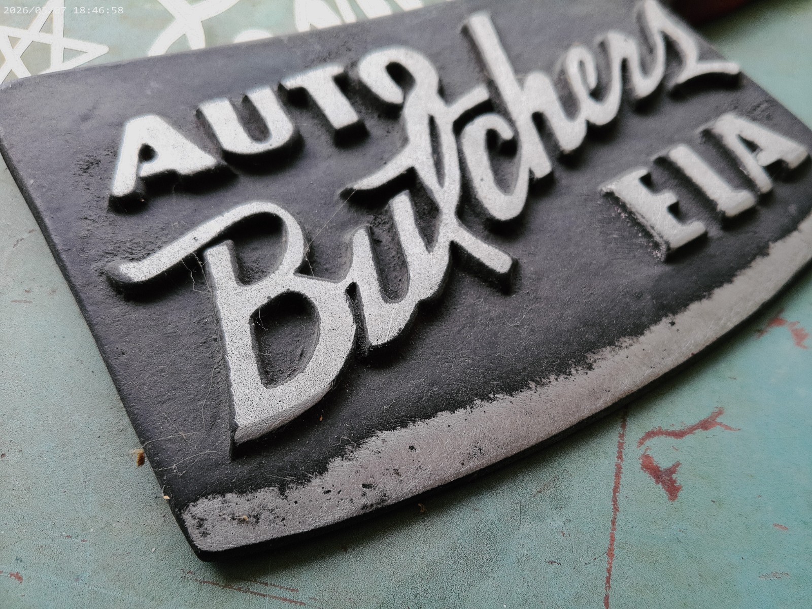 VTG ORIGINAL AUTO BUTCHERS ELA LOW RIDER CHOP SHOP CAR CLUB PLAQUE CHICAGO METAL