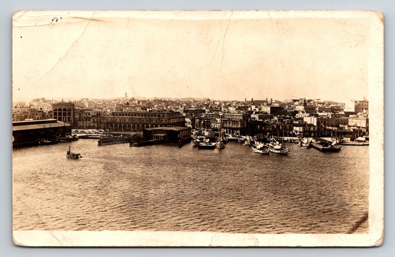 Vintage Real Photo Postcard Havana Cuba Harbor Waterfront Boats RPPC 1910s