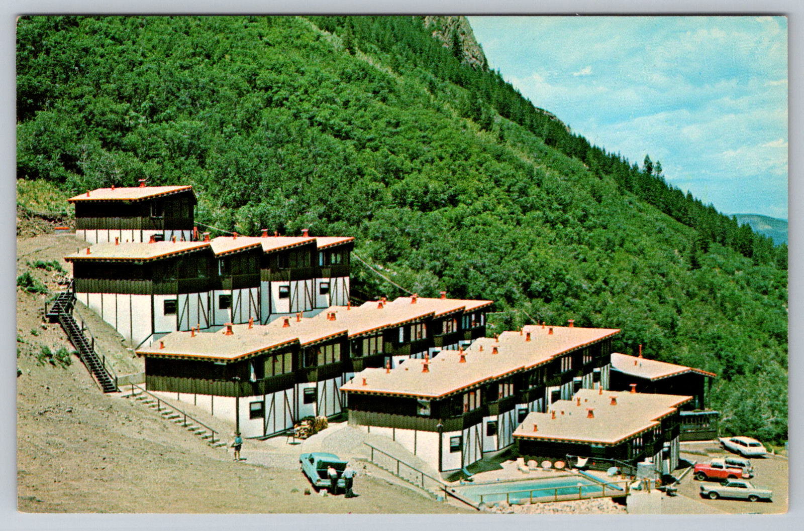 c1960s Aspen Colorado Shadow Mountain Chalets Norway Slope R C Bishop Postcard