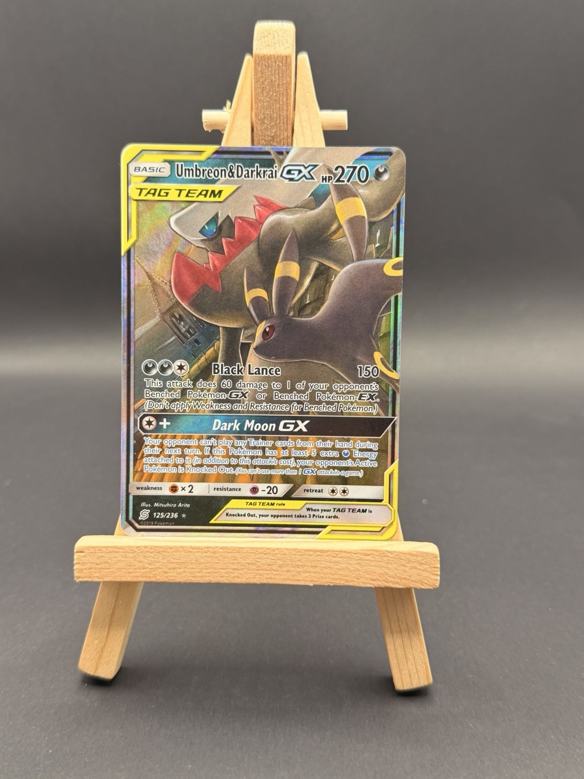 Pokémon TCG Umbreon & Darkrai GX Card Unified Minds Ultra Rare 125/236