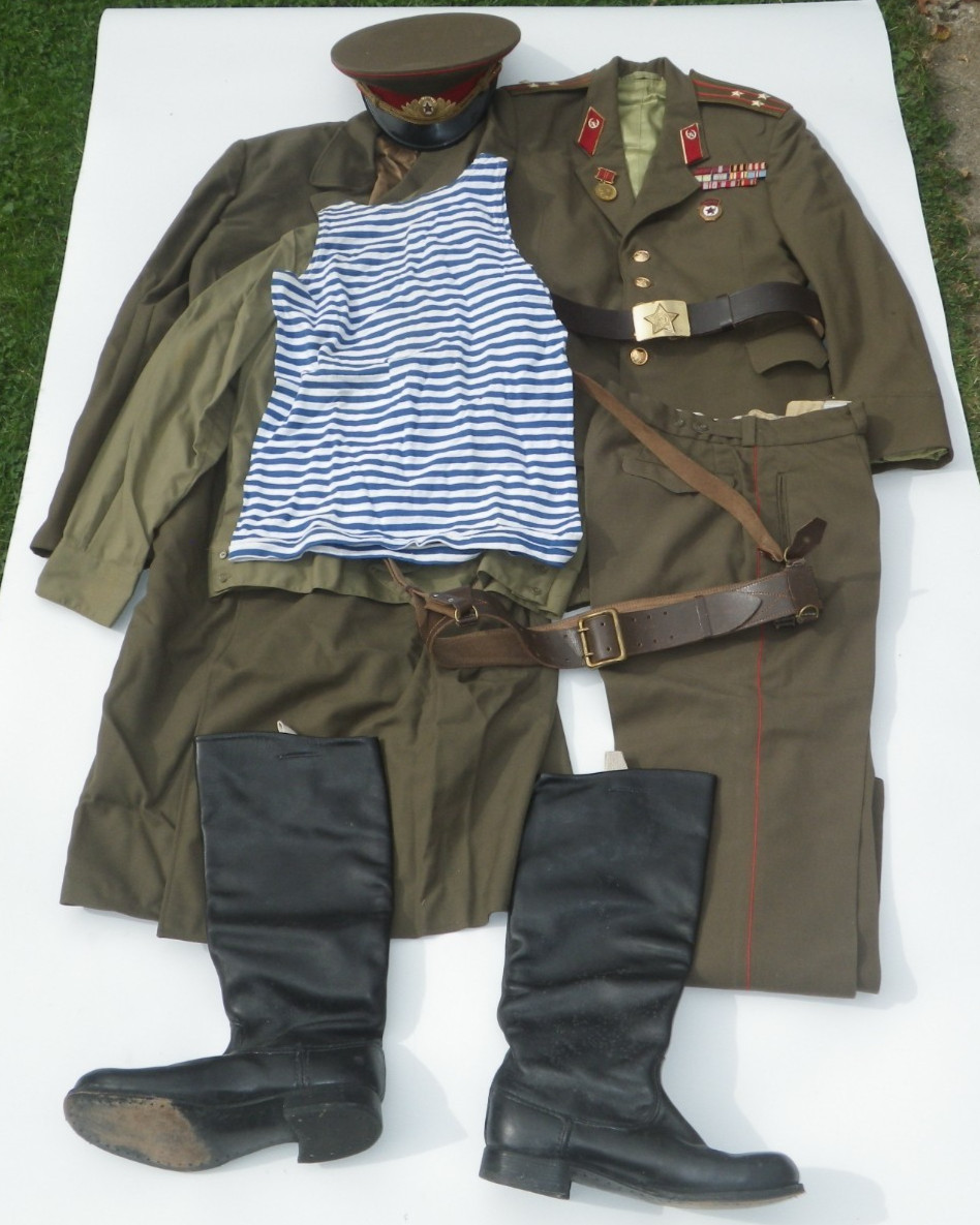 Soviet Russian USSR Colonel Military Dress Uniform Boots Jacket Pants Hat Pins