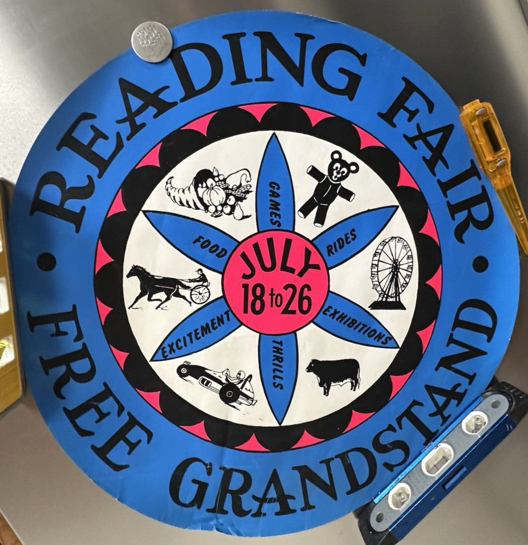 Vintage 1950s Reading Fair PA Poster Sign - Free Grandstand Race Cars 21