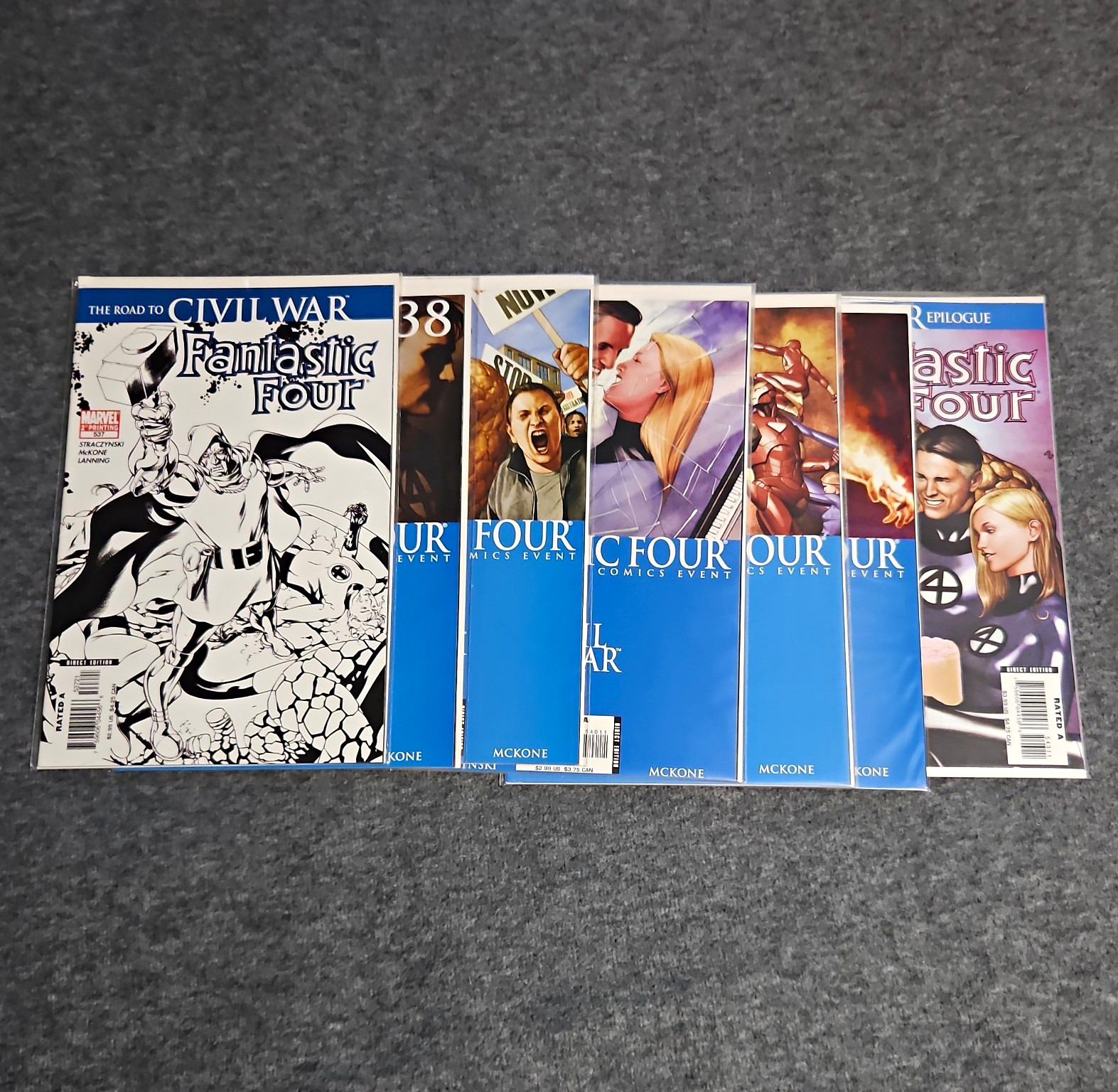 Marvel Fantastic Four Civil War Comic Book Lot #537-543 Direct Edition JMS