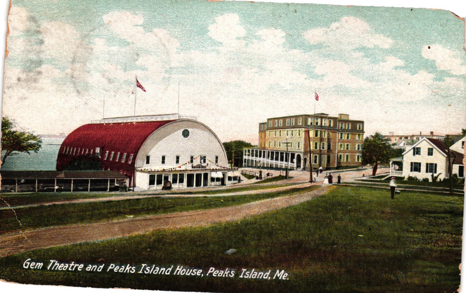 1906 Gem Theatre And Peaks Island House Maine ME Posted Vintage Postcard
