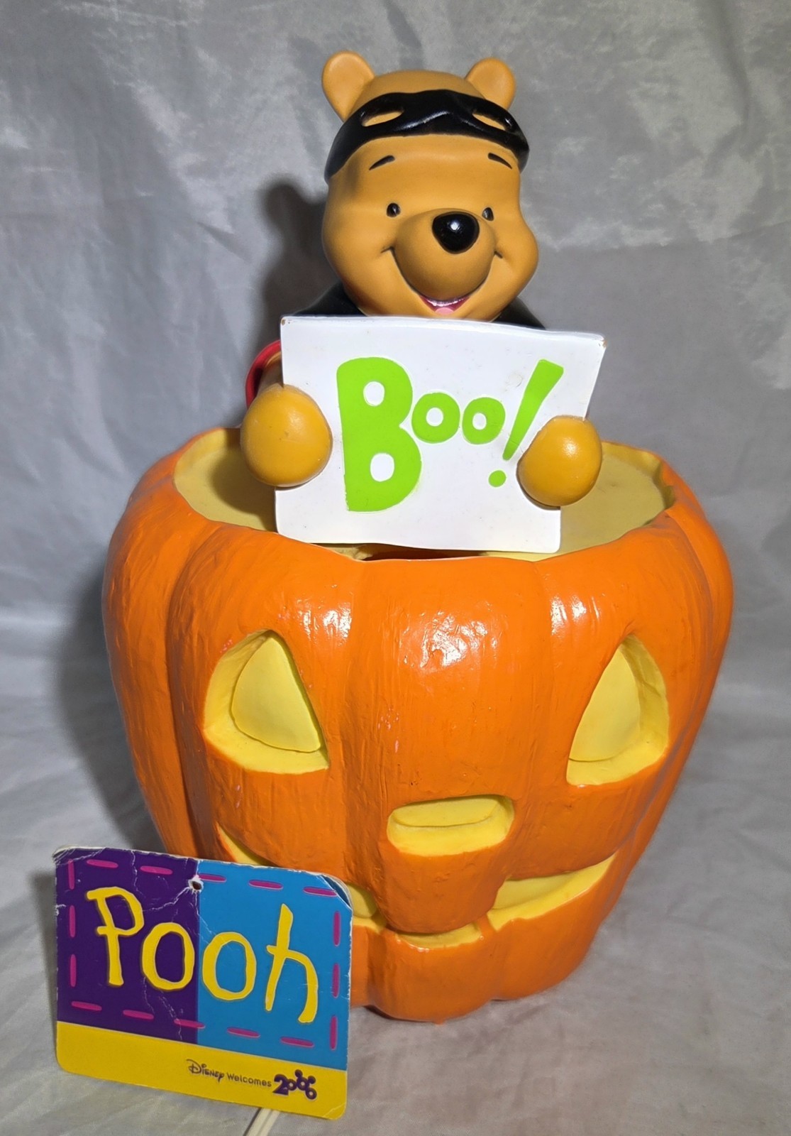 Disney Winnie The Pooh Halloween BOO Light Up Pumpkin 1999 Vintage Blow Mold