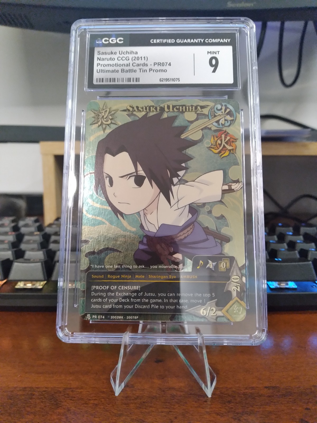 Naruto CCG Sasuke Uchiha Ultimate Battle Tins Chibi Foil Promo PR 074 CGC 9