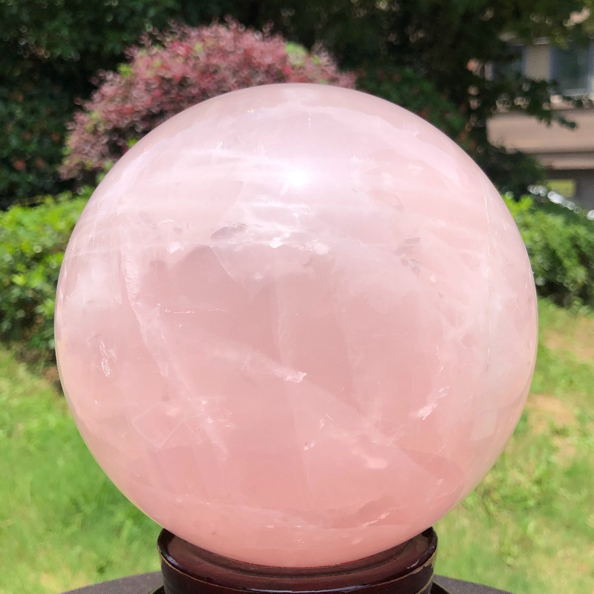 9.72 LB Natural Pink Rose Quartz Crystal Sphere Ball Healing Reiki 6577