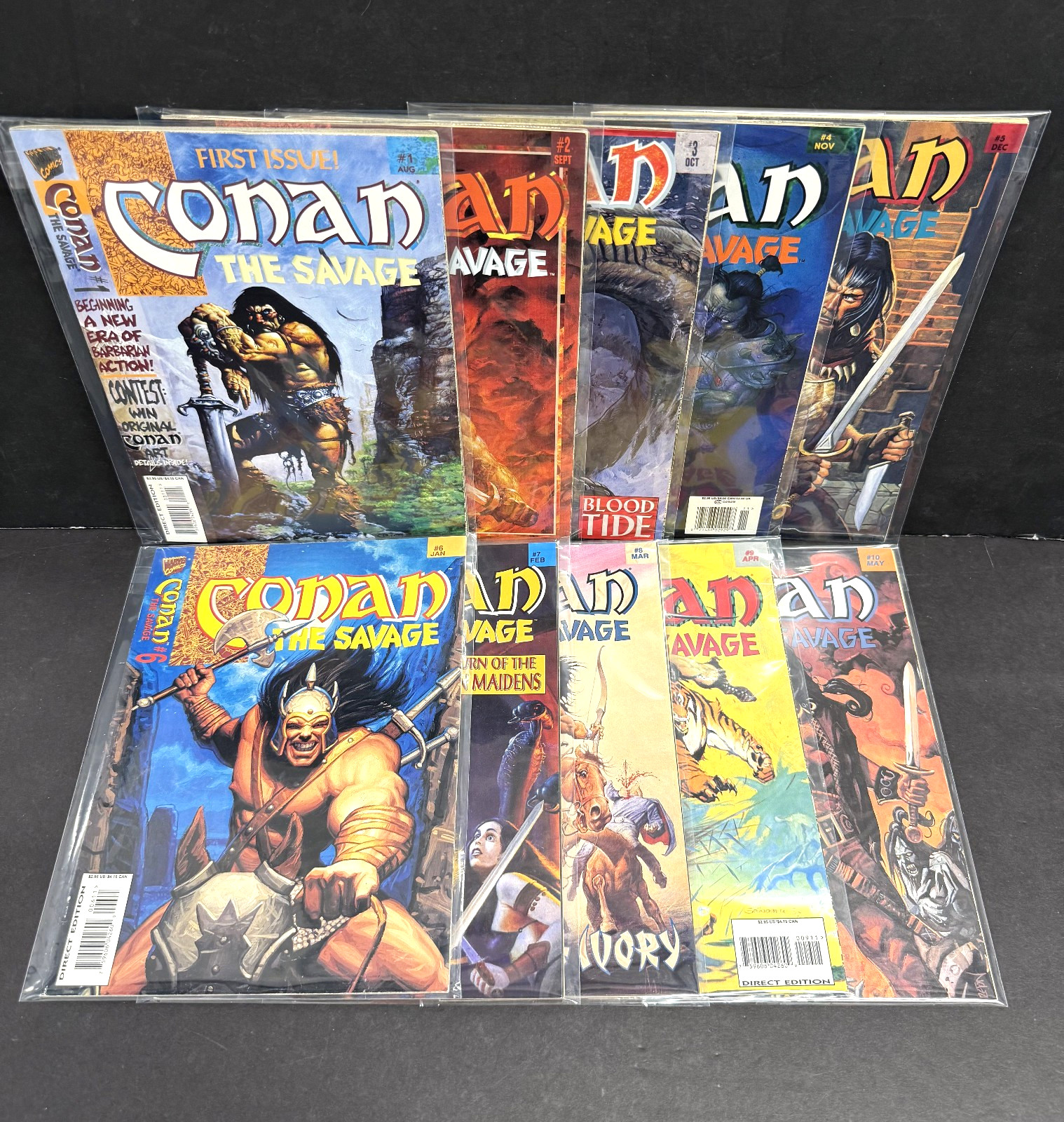 Conan the Savage Lot of 10 #1 2 3 4 5 6 7 8 9 10 Marvel Comics August 1995 1996