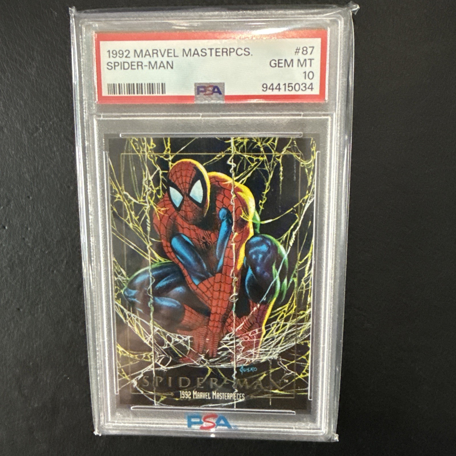 SkyBox 1992 Marvel Masterpieces Spider-Man #87 PSA 10 Gem Mint Trading Card SkyBox 1992 Marvel Masterpieces Spider-Man #87 PSA 10 Gem Mint Trading Card