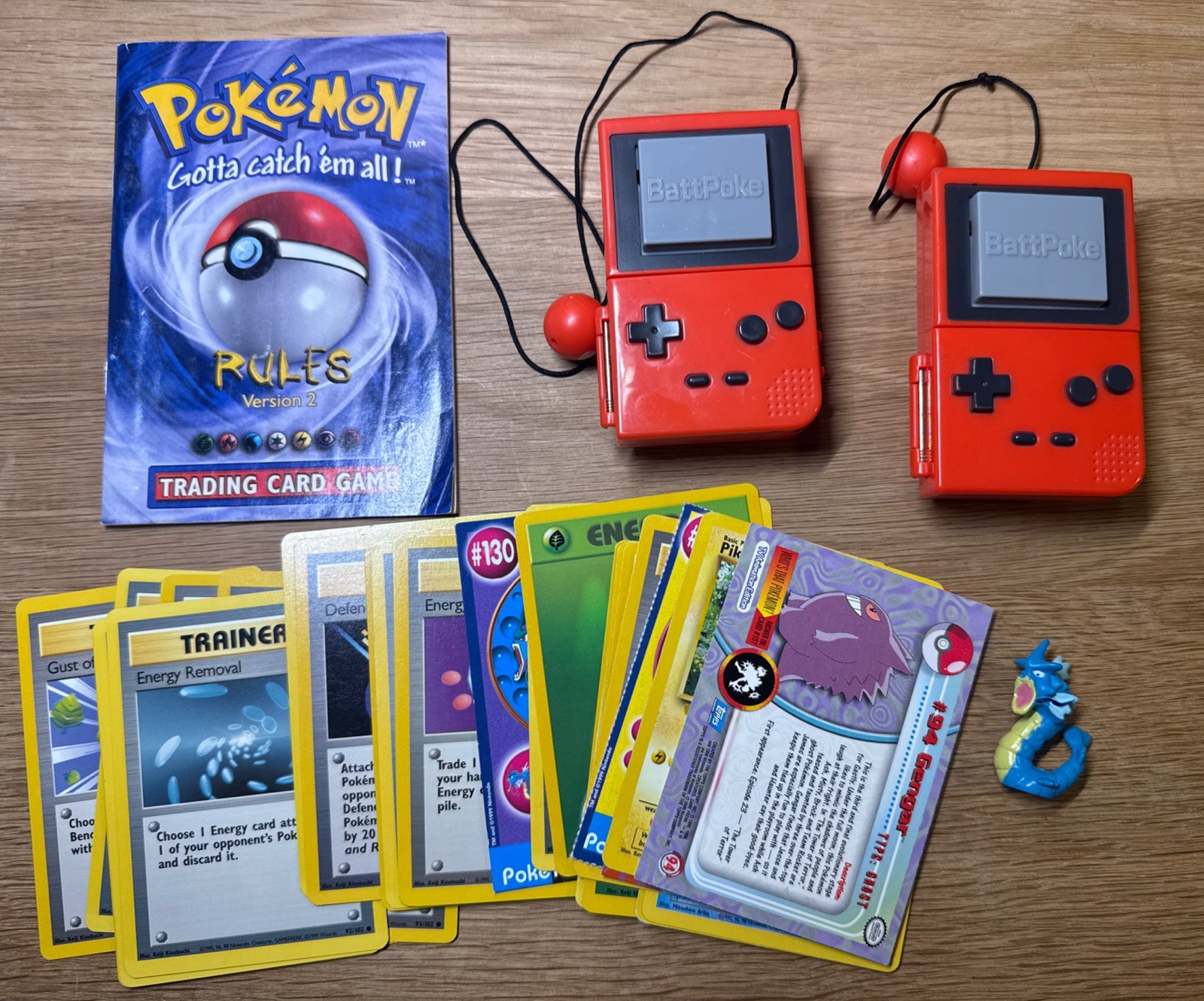 Pokemon Lot - 90’s - 2 BattPoke Games - Rules Book - Figure - 28 Pokemon Cards.