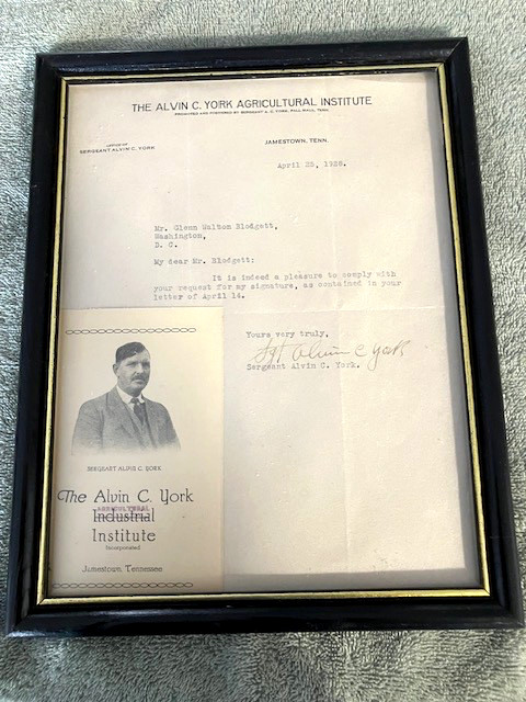 WWI HERO Alvin York Autograph on Alvin C. York Institute Letterhead W/Brochure
