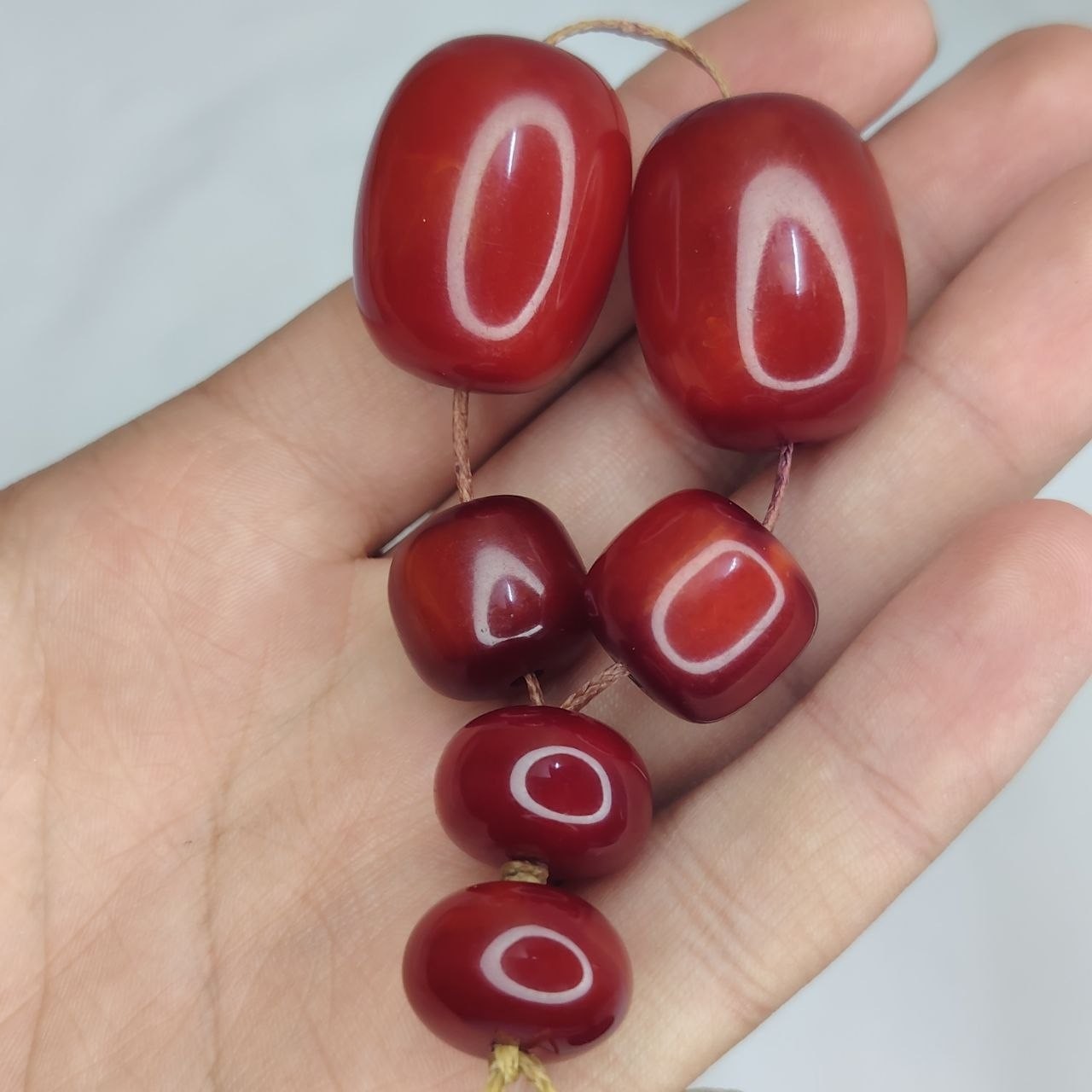 Vintage German Faturan Bakelite Beads – Red Cherry Amber 30g